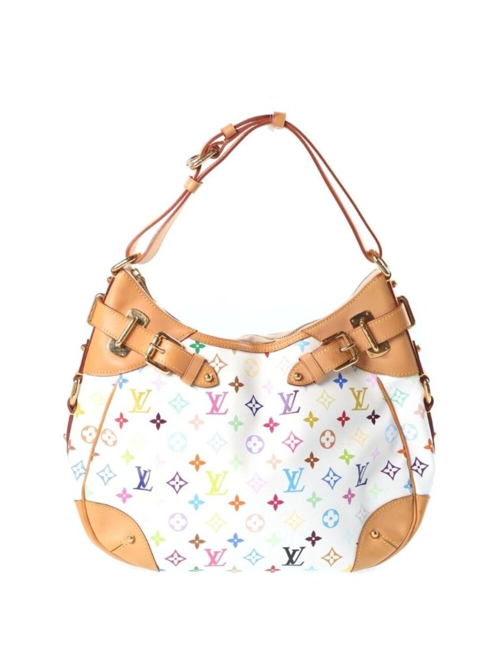 Louis Vuitton Greta Shoulder Bag Monogram Multicolor Leather Blanc White